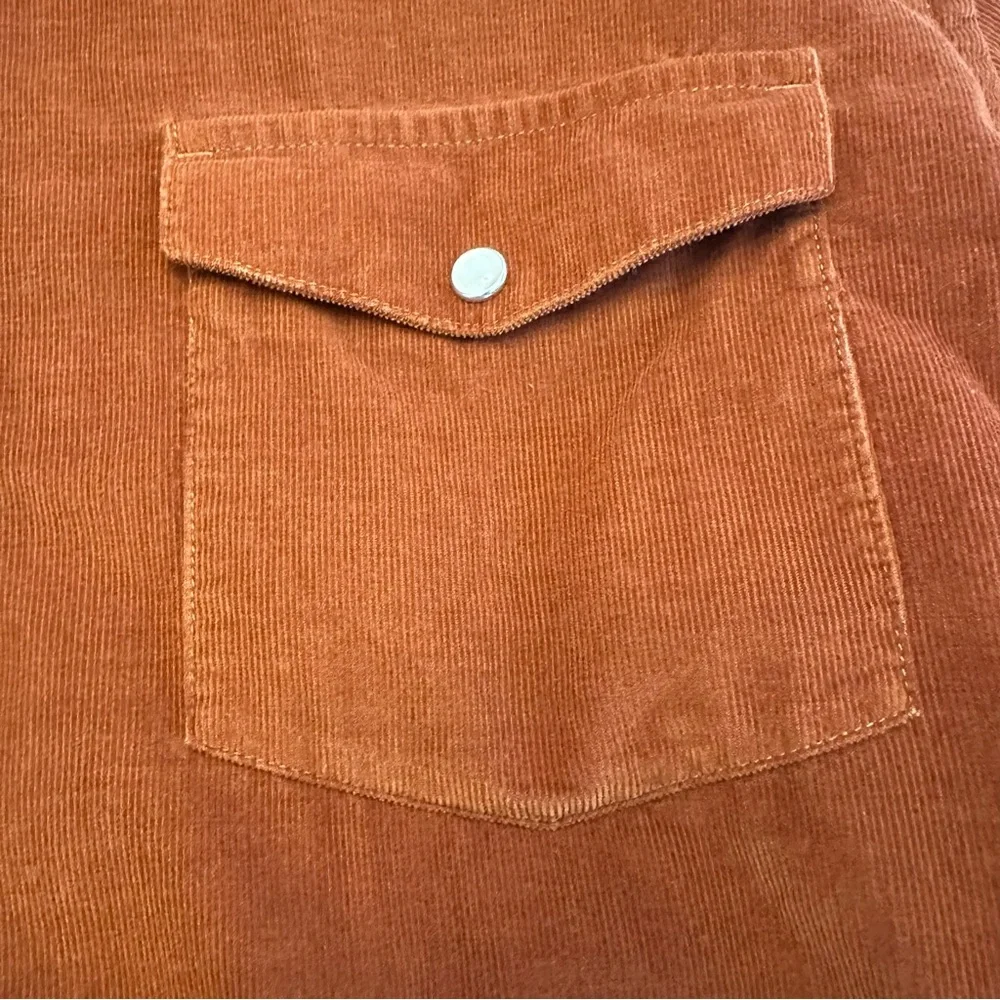 Banana Republic Pearl Snap Brown Corduroy Shirt, Size XL, Western Casual Cotton